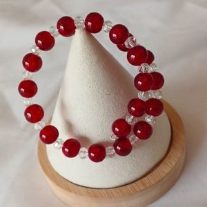 NWOT bracelet red and clear beads